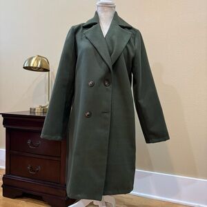 Olive Double-Breasted Women's Coat
